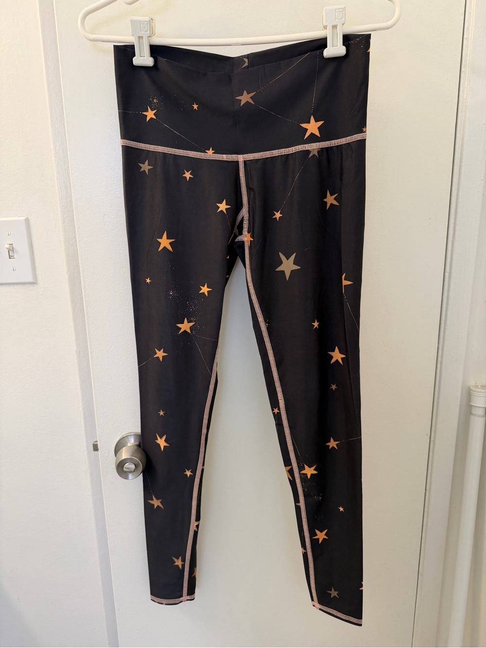 teeki Black Leggings with Orange Star Print